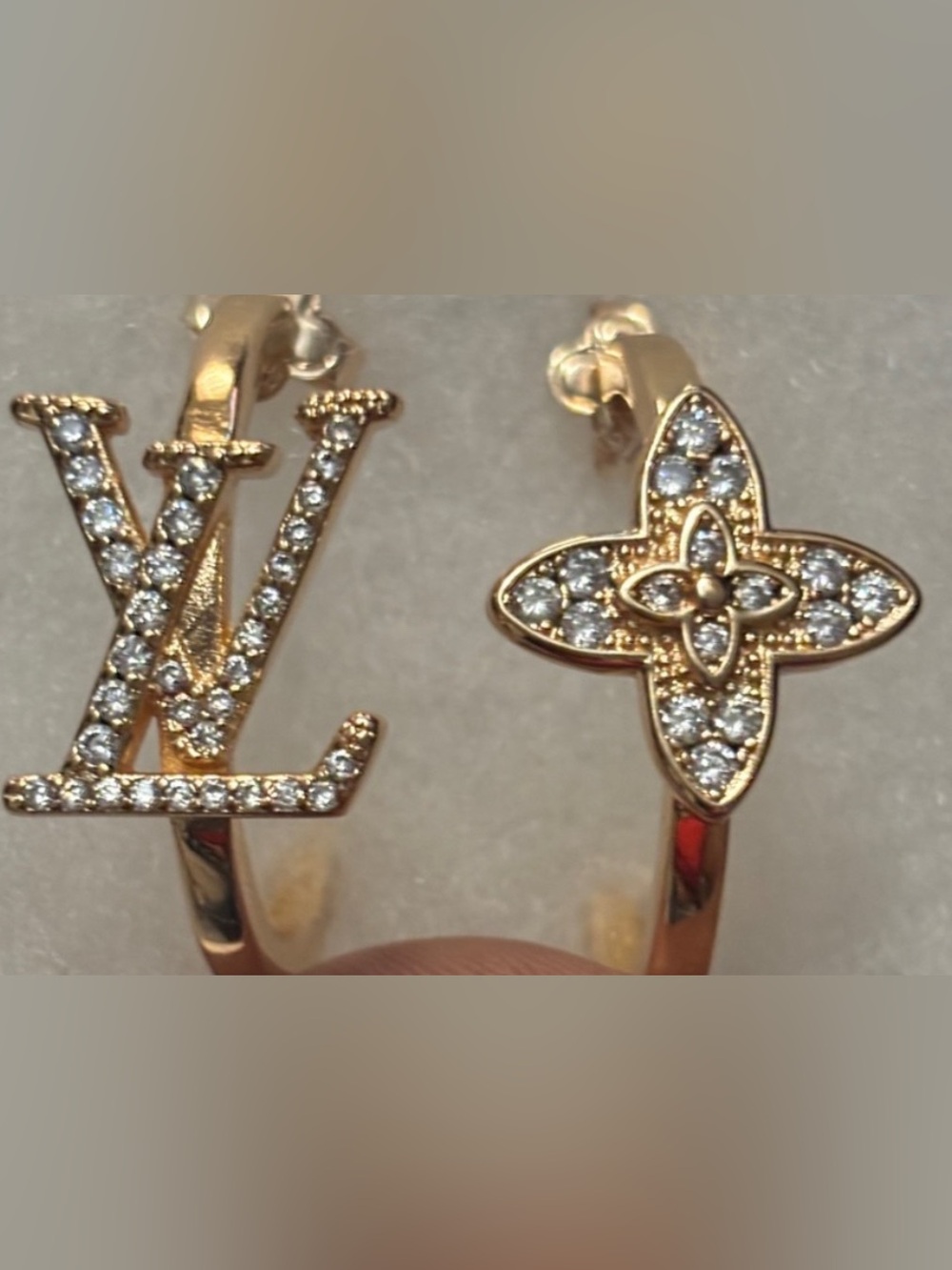 Gold Crystal LV
Logo Hoop Earrings